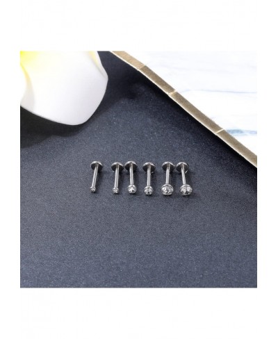 12pcs Surgical Steel Forward Helix Tragus Cartilage Earring Studs 16g Push-in Lip Rings CZ Labret Monroe Medusa Piercing Jewe...