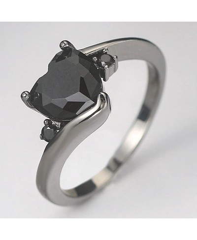 Black Gold Plated Heart Shaped Stone Solitaire Style Wedding Engagement Promise Statement Ring $12.21 Engagement Rings