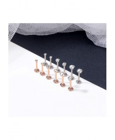 12pcs Surgical Steel Forward Helix Tragus Cartilage Earring Studs 16g Push-in Lip Rings CZ Labret Monroe Medusa Piercing Jewe...