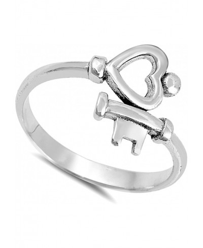 Heart Key Love Promise Ring New .925 Sterling Silver High Polish Band Size 9 $13.32 Bands