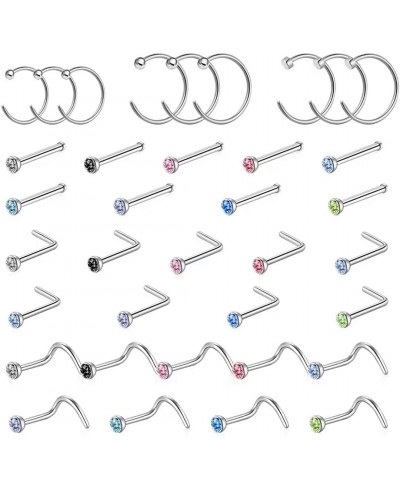 Fake Nose Rings Hoop 18 pcs Stainless Steel Faux Ear Nose Septum Ring Clip On Nose Hoop Rings $8.89 Piercing Jewelry