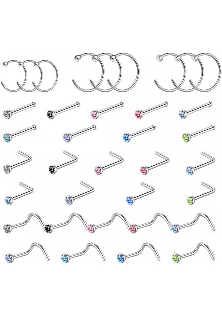 Fake Nose Rings Hoop 18 pcs Stainless Steel Faux Ear Nose Septum Ring Clip On Nose Hoop Rings $8.89 Piercing Jewelry