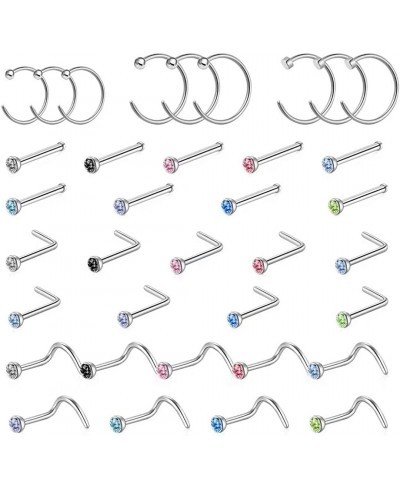 Fake Nose Rings Hoop 18 pcs Stainless Steel Faux Ear Nose Septum Ring Clip On Nose Hoop Rings $8.89 Piercing Jewelry