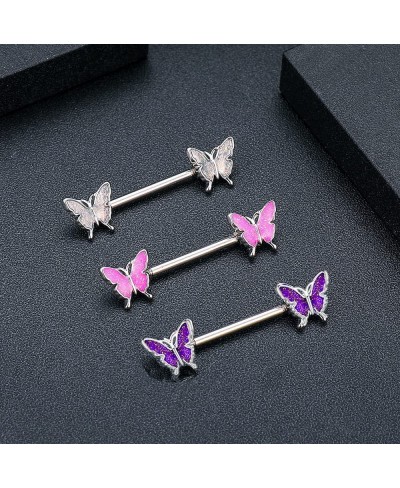 14G Dainty Butterfly Nipple Rings 316L Stainless Steel Nipple Barbell Nippleshield Piercing Bar Nipple Straight Barbells Cute...