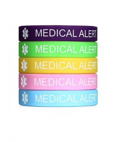 Type 1 Diabetes Medical Alert Silicone Bracelet for Women 7.5 inches Pack of 5 $8.29 Identification