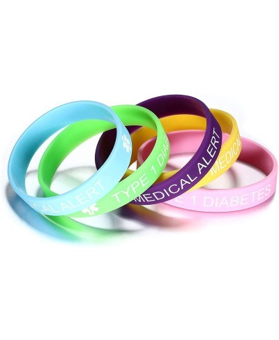 Type 1 Diabetes Medical Alert Silicone Bracelet for Women 7.5 inches Pack of 5 $8.29 Identification