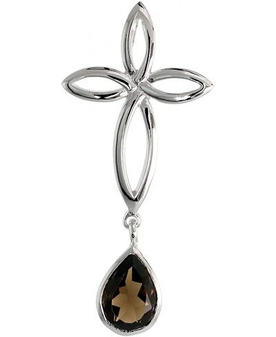 Sterling Silver Genuine Gemstone Celtic Knot Cross Pendants Teardrop Flawless Finish 1 3/4 inch Long $44.69 Pendants & Coins