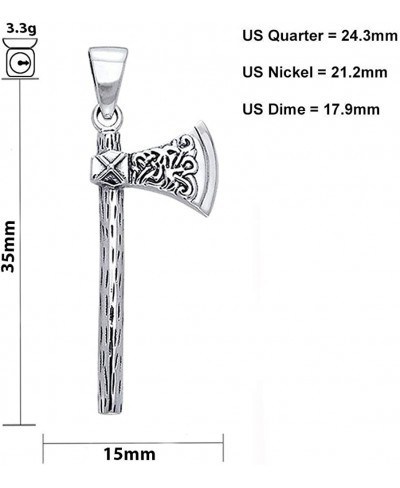 Solid 0.925 Sterling Silver Viking Axe Charm Pendant $30.70 Pendants & Coins