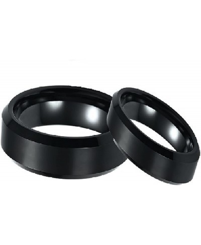 His & Her's Matching 6mm 8mm Black Brushed Center/Polished Edge Tungsten Carbide Wedding Band Set $31.58 Wedding Bands