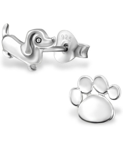 Tiny Cute Dachshund Paw Print Dog Foot Plain Studs Earrings Sterling Silver 925 $14.44 Stud