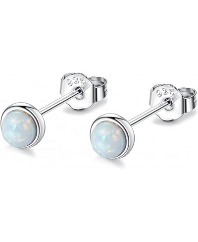 Opal Earrings Silver Mini Cute Minimalist 4mm White Blue Green Opal Stud Earrings $11.38 Stud