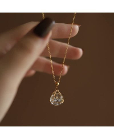 Crystal Ball Necklace for Women Titanium Steel 18k Gold Plating Clavicle Pendant Necklaces As A Gift for Wife Girlfriend $19....