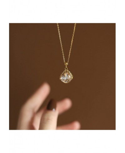 Crystal Ball Necklace for Women Titanium Steel 18k Gold Plating Clavicle Pendant Necklaces As A Gift for Wife Girlfriend $19....