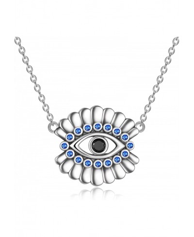 Evil Eye Necklace Sterling Silver Evil Eye Charm Necklace Good Luck Vintage Eye Pendant Jewelry Protection Gift for Women Fri...