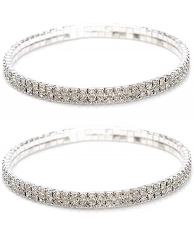 Sexy Anklets for Women Crystal Rhinestone Stretch Tennis Ankle Elastic Bracelet (2Pcs Silver) $7.58 Anklets