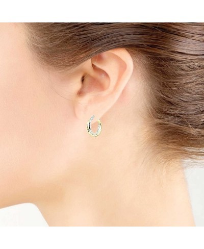 Sterling Silver Two-Tone Double Layer Polished Round Click-Top Hoop Earrings $18.64 Hoop