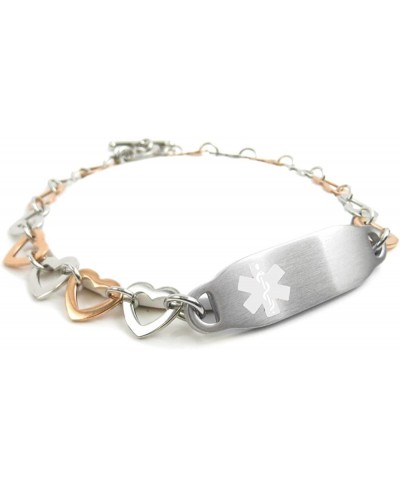 Pre-Engraved & Customizable Warfarin Lady's Toggle Medical Bracelet Steel Hearts White $44.99 Identification