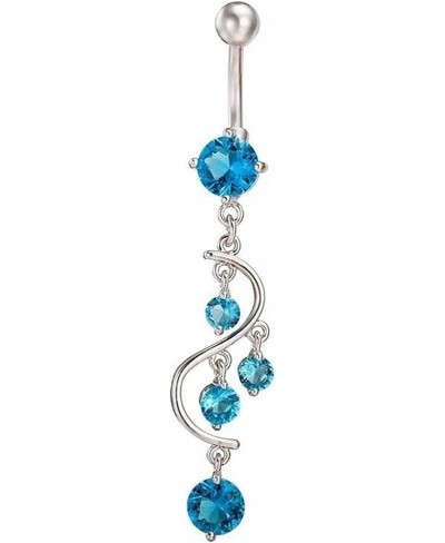 Atmneris S-shaped Belly Button Rings Dangle for Women Long Navel Rings Sparkly Navel Piercings Body Piercing Jewelry blue $6....