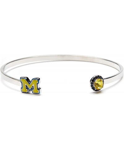 University of Michigan Bracelet UM Maize Block M Bangle Bracelet with Crystal Officially Licensed University of Michigan Jewe...