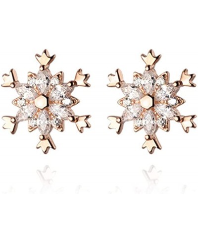 925 Sterling Silver Snowflake Earrings Studs for Women Girls Winter Flower Snow Stud Earrings Christmas $11.80 Stud