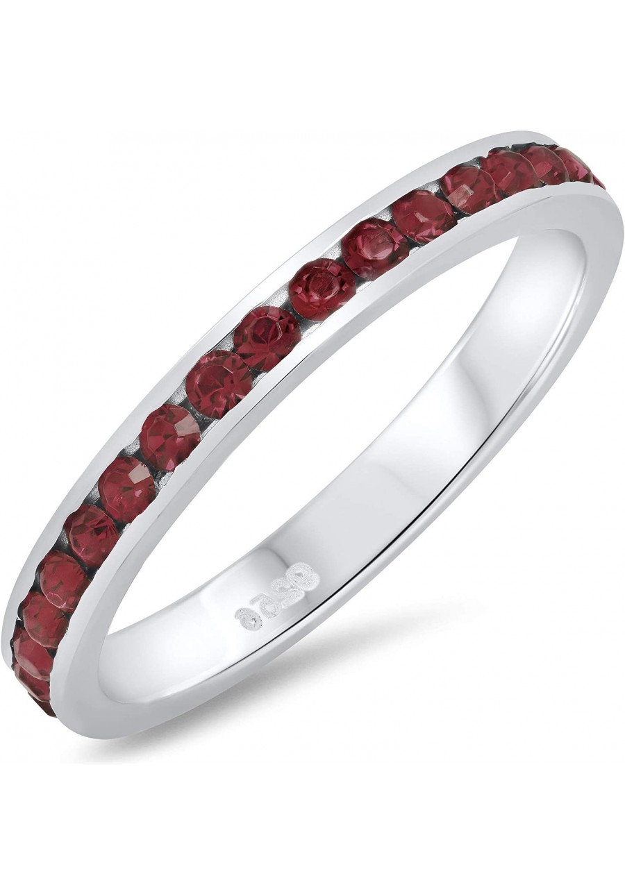 925 Sterling Silver Italian Crafted Simulated Garnet Red CZ 3mm Eternity Band + Bonus Polishing Cloth $19.39 Eternity Rings