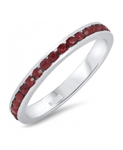 925 Sterling Silver Italian Crafted Simulated Garnet Red CZ 3mm Eternity Band + Bonus Polishing Cloth $19.39 Eternity Rings