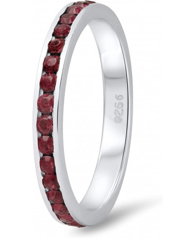 925 Sterling Silver Italian Crafted Simulated Garnet Red CZ 3mm Eternity Band + Bonus Polishing Cloth $19.39 Eternity Rings