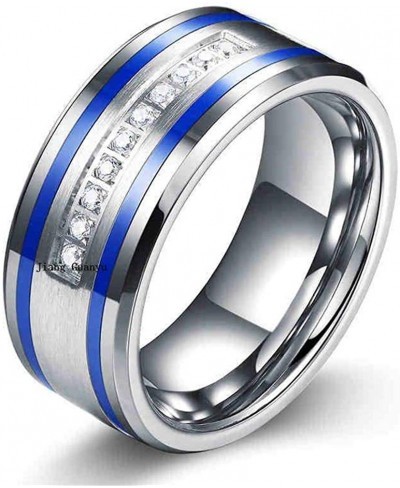 Two Rings His and Hers Couple Ring Bridal Set His Hers Women Blue Gold Plated Cz Man Stainless Steel Wedding Ring Band Set $1...