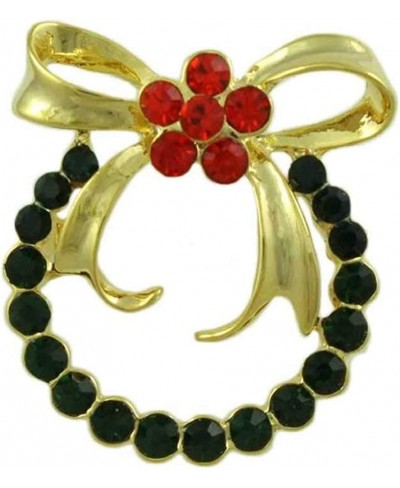 Dark Green Crystal Christmas Wreath Brooch Pin $11.06 Brooches & Pins