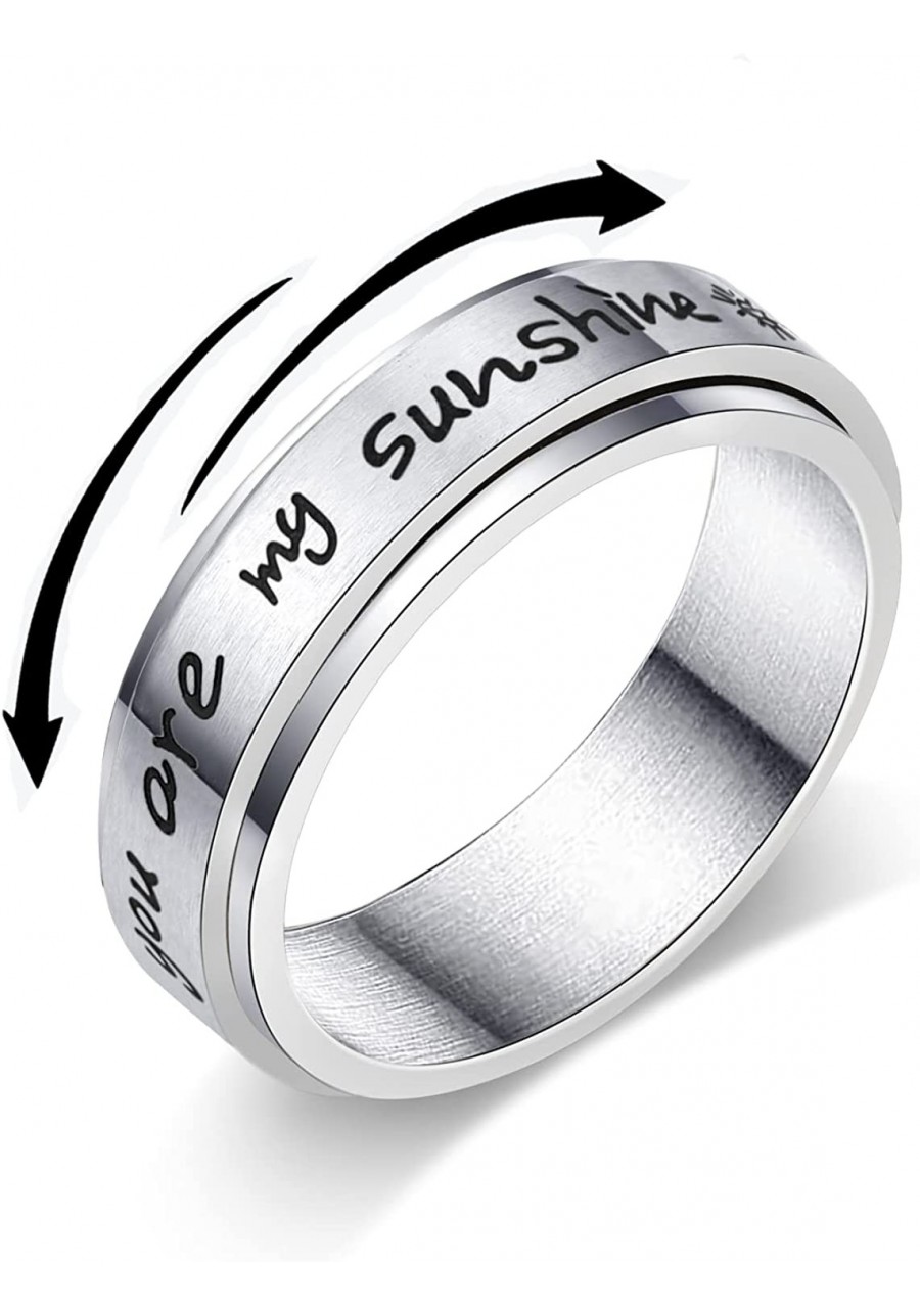 Spinner Ring for Women Men Stainless Steel Anxiety Fidget Rings for Anxiety Relieving Stress Rings I am Enough Inspirational ...