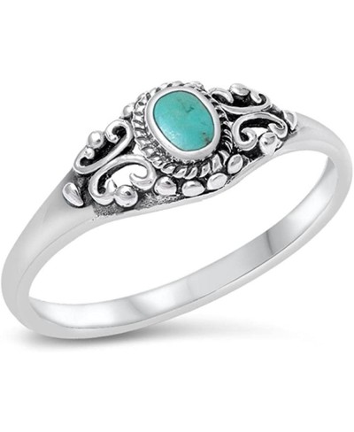 Women's Vintage Simulated Turquoise Classic Ring New .925 Sterling Silver Band Sizes 4-10 $16.21 Bands