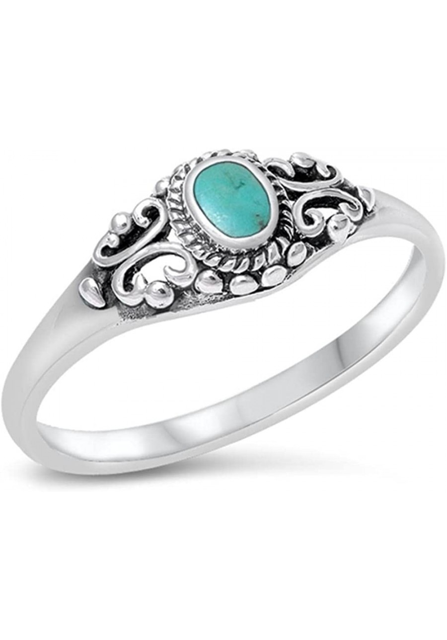 Women's Vintage Simulated Turquoise Classic Ring New .925 Sterling Silver Band Sizes 4-10 $16.21 Bands