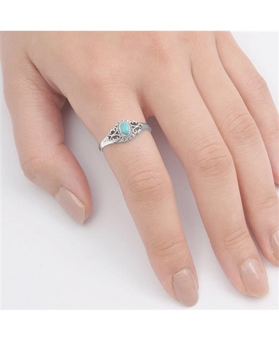 Women's Vintage Simulated Turquoise Classic Ring New .925 Sterling Silver Band Sizes 4-10 $16.21 Bands