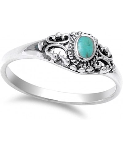 Women's Vintage Simulated Turquoise Classic Ring New .925 Sterling Silver Band Sizes 4-10 $16.21 Bands