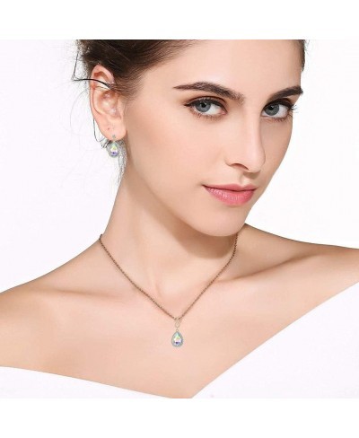 Austrian Crystals Teardrop Pendant Necklace Earrings for Women 14K Gold Plated Hypoallergenic Jewelry Set $21.50 Jewelry Sets