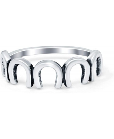 Simple Plain Oxidized Horseshoe Ring Solid 925 Sterling Silver (6mm) $24.00 Statement