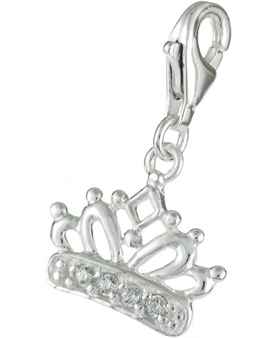 925 Sterling Silver Princess Crown Clear Cz Crystal Dangle European Lobster Clip On Charm $15.36 Charms & Charm Bracelets