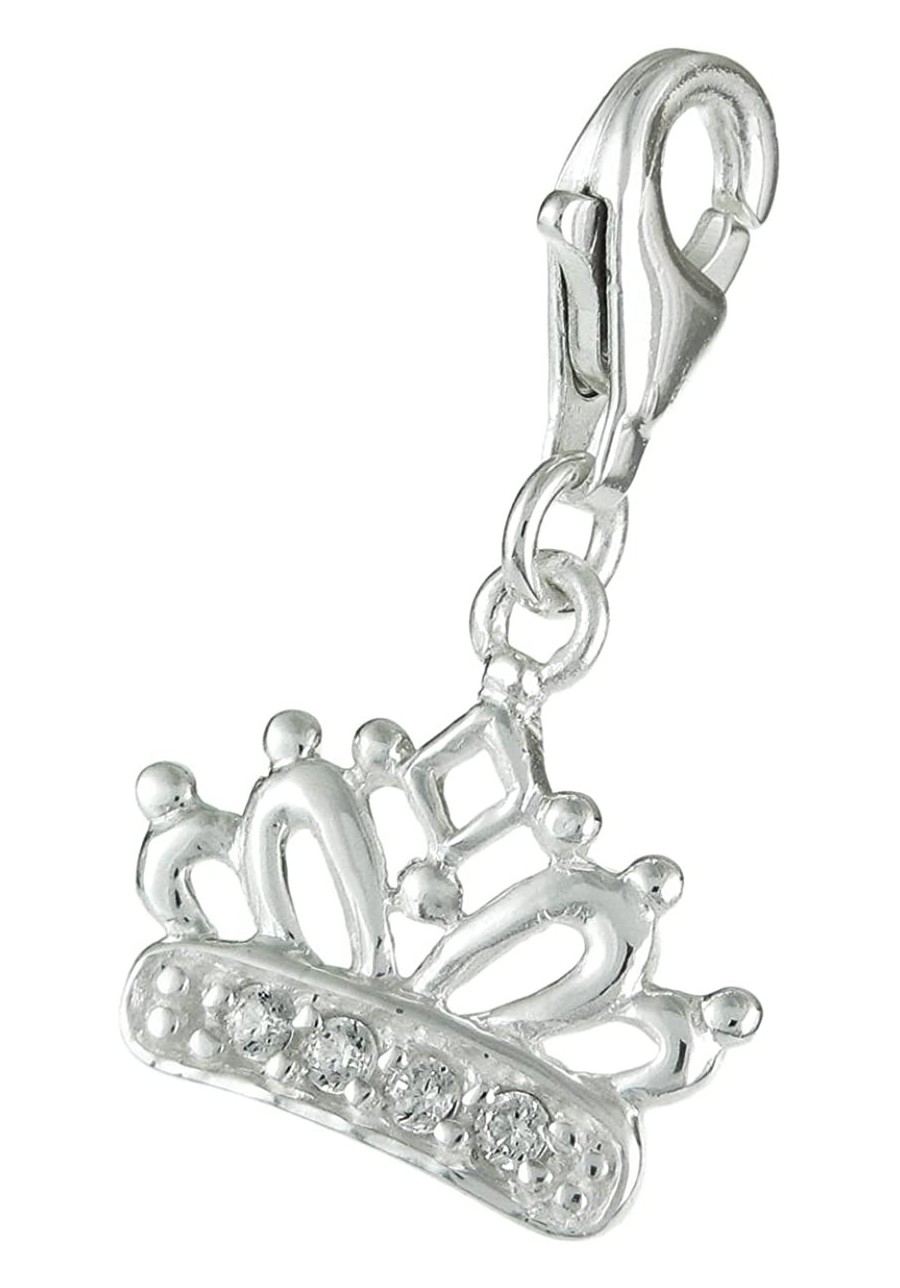 925 Sterling Silver Princess Crown Clear Cz Crystal Dangle European Lobster Clip On Charm $15.36 Charms & Charm Bracelets