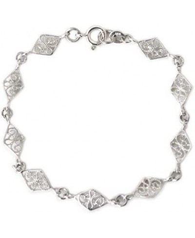 .925 Sterling Silver Link Bracelet 7.5" Filigree Diamonds' $35.10 Link