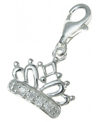 925 Sterling Silver Princess Crown Clear Cz Crystal Dangle European Lobster Clip On Charm $15.36 Charms & Charm Bracelets