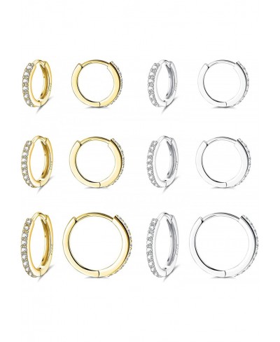 6Pairs Small Huggie Hoop Earrings for Women Stainless Steel Cubic Zirconia Earrings Tiny Cartilage Hoop Earrings Piercing Jew...