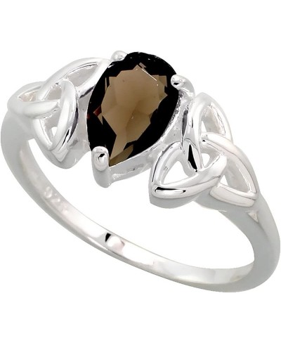 Sterling Silver Celtic Knot Trinity Ring with Natural Smoky Topaz 5/16 inch Wide Sizes 6-10 $19.34 Bands
