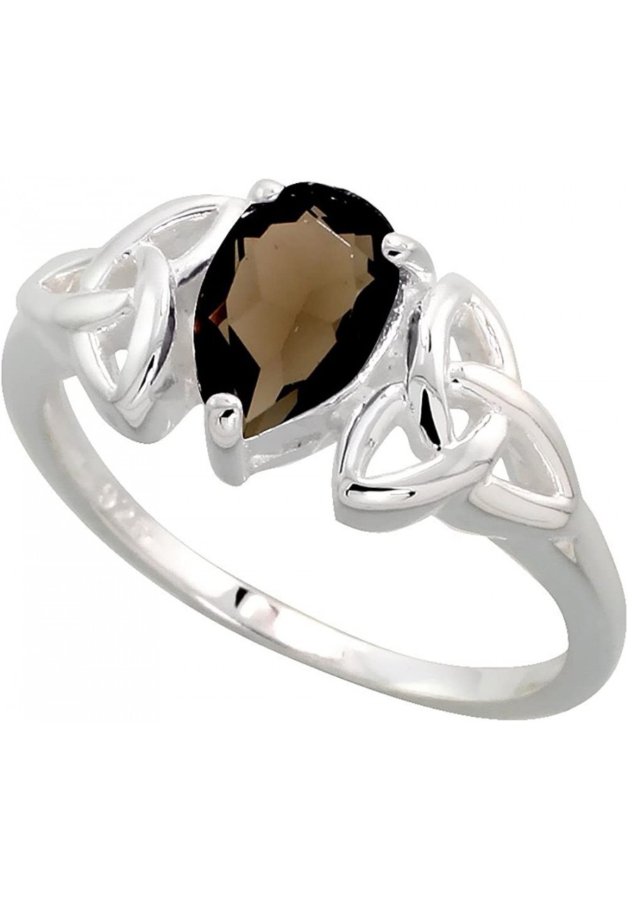 Sterling Silver Celtic Knot Trinity Ring with Natural Smoky Topaz 5/16 inch Wide Sizes 6-10 $19.34 Bands