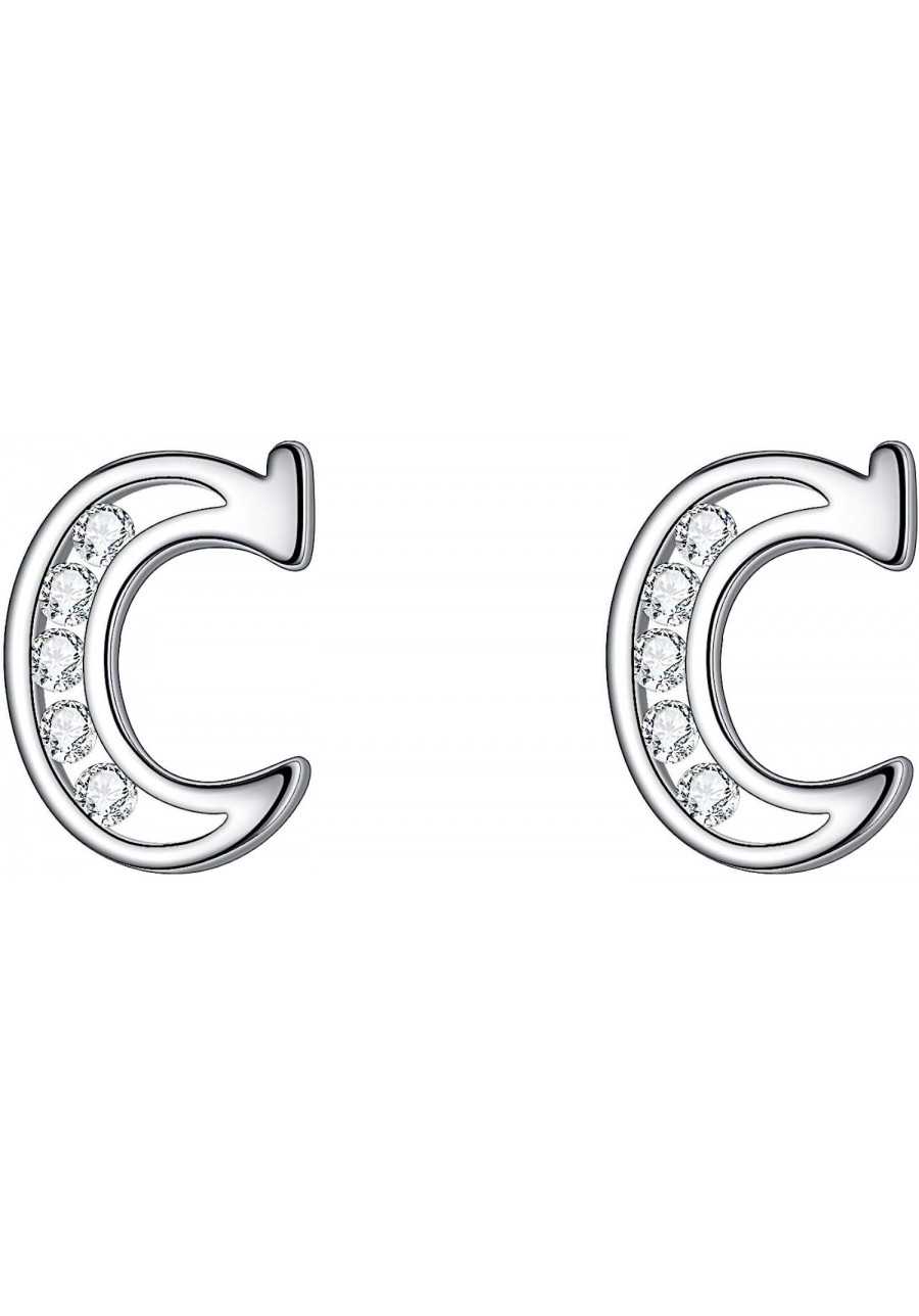 Alphabet Letter Initial Earrings 925 Sterling Silver CZ Simulated Stud Earrings Jewelry Gift for Women $17.54 Stud