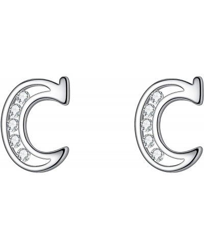 Alphabet Letter Initial Earrings 925 Sterling Silver CZ Simulated Stud Earrings Jewelry Gift for Women $17.54 Stud