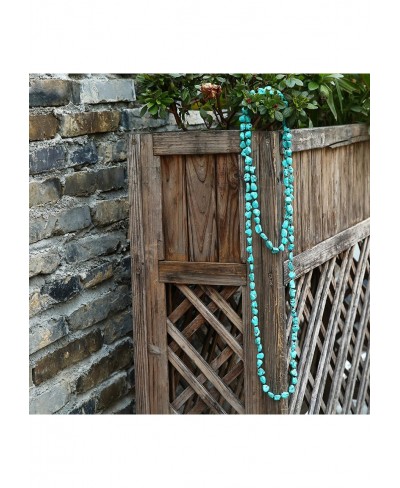 Turquoise Beads Endless Necklace Long Knotted Stone Multi-Strand Layer Necklaces Handmade Jewelry $29.11 Strands