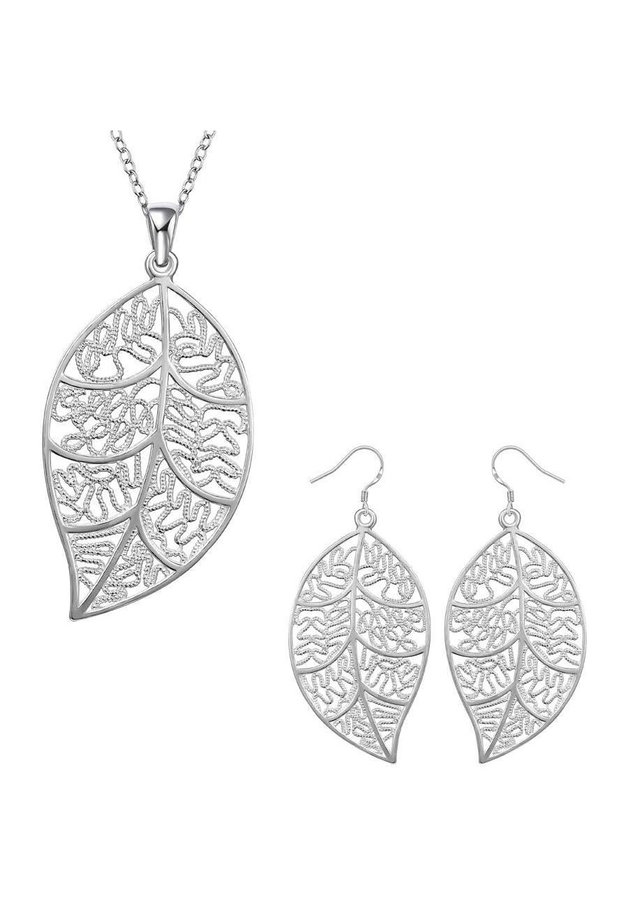 925 Sterling Silver Cute Natural Leaf Pendant Necklace Earrings Jewelry Set for Women Or Girls $11.73 Jewelry Sets