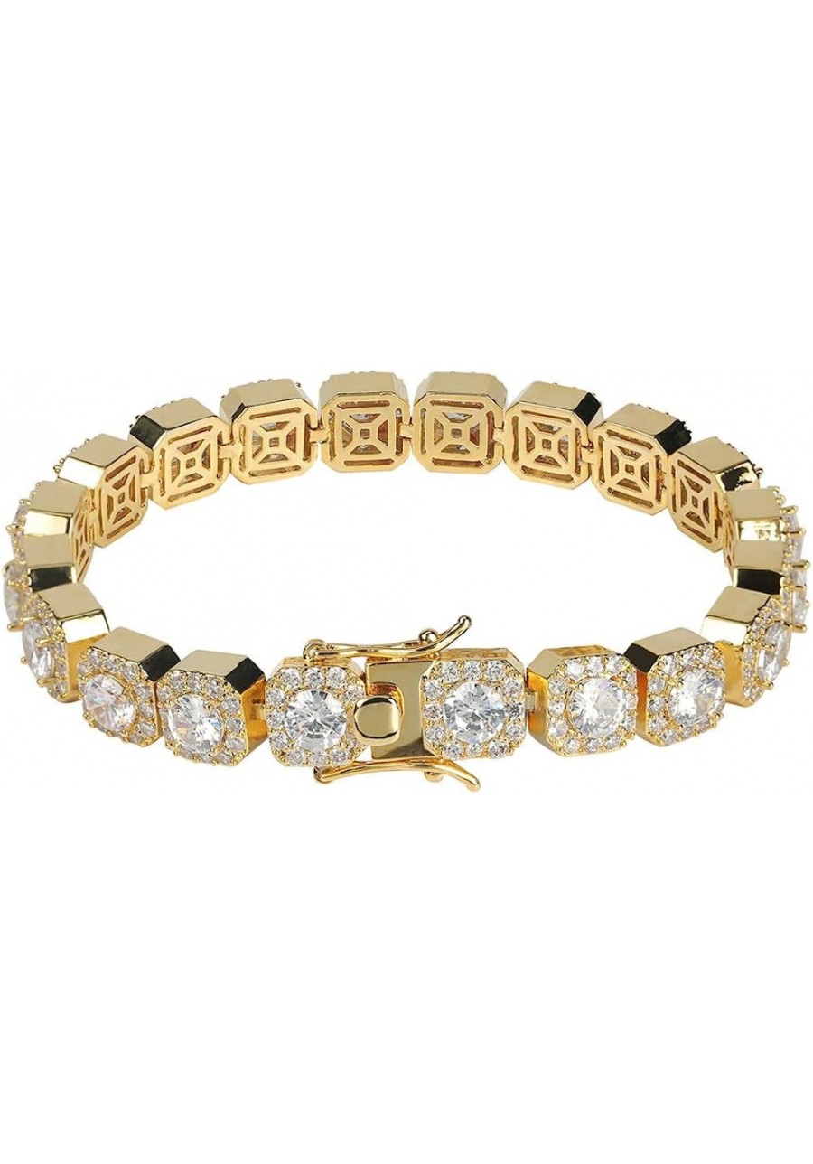 10mm 14k Gold Silver Plated Men's Hip Hop Full Iced Out CZ Lab Diamond Tennis Bracelets $38.50 Jewelry Sets