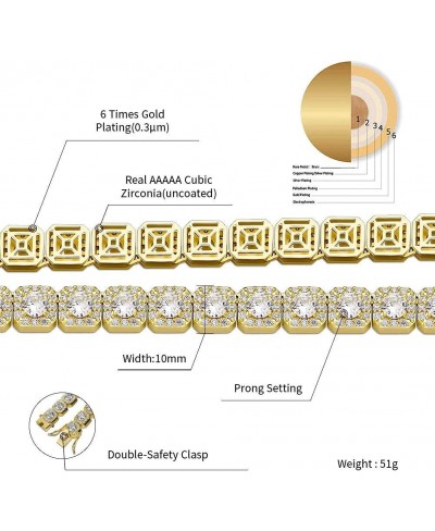 10mm 14k Gold Silver Plated Men's Hip Hop Full Iced Out CZ Lab Diamond Tennis Bracelets $38.50 Jewelry Sets