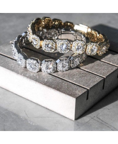 10mm 14k Gold Silver Plated Men's Hip Hop Full Iced Out CZ Lab Diamond Tennis Bracelets $38.50 Jewelry Sets